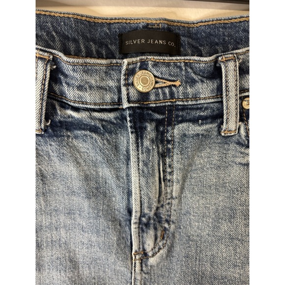 Silver Jeans Skirt Women's 10 Blue Frisco Pencil Distressed‎ Denim - Picture 2 of 10